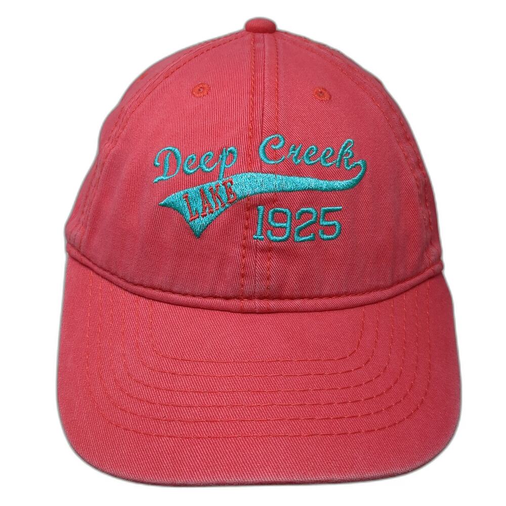 Jacobson Hat Red Baseball Cap OSFM Deep Creek Lake 1925 Embroidered Strapback